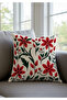 Ottoman Style Red Floral Patterned Set of 4 Decorative Throw Pillow Cases – 43X43 Cm, Washable Fabric - 6