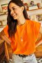 Women's 100% Cotton Orange Wadding Look Bat T-Shirt with Underarm Piece - 7