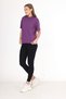 100% Organic Cotton Women's Purple Basic Ribbed High Neck Knitted T-Shirt Half Fisherman - 6