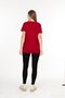 100% Cotton Women's Burgundy V-Neck Side Slit Asymmetrical Combed Cotton Knitted T-Shirt Tunic - 8