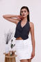 Women's Vest Women's Jacket Vest Buttoned Halter Neck Low-Cut Buckle Vest V-Neck Anthracite
