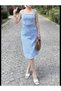 Lycra Denim Dress with Waist Belt - 6