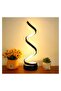 مصباح طاولة LED بتصميم حلزوني أسود