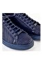 Genuine Leather Navy Blue Lace-Up Men's Casual Shoes - 5