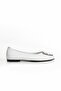White Genuine Leather Women's Ballerinas - 2