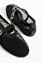 Women's Genuine Leather Mesh Ballet Flats Black - 5