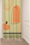 Geometric Shape Square Green Beige Patterned Special Design Digital Printed (Single Wing) Modern Stylish Background Curtain