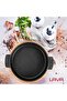 Cast Round Casserole Container Cast Iron Solid Double Handle Beech Serving Wooden Diameter(Ø)14cm - 5