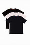 Men's Set of 3 Round Crew Neck Comfortable Fit Comfort Combed Cotton T-shirt Navy Blue-black - White - 3