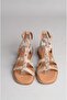 Seç 16222 Genuine Leather Women's Gladiator Sandals Beige Snake - 3