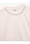 Three-Thread Cotton Short-Sleeve Crew Neck Beaded Rhinestone T-Shirt - 4
