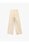 Pleated Plain Wide Leg Linen Trousers with Pockets - 2