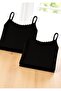 Women's 100% Cotton Jacquard Soft Fabric Black String Strap 2-Piece Tank Top Li̇3K13Lk4E