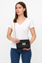 Velvet Look Black Women's Shoulder Bag – Stylish Design with Gold Chain & Buttons
