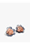 Large Floral Earrings Layered Voluminous Fabric Steel Blended - 3