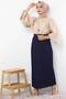 Pleated Pencil Skirt 1757 Navy Blue - 4