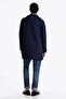 Men's Notched Collar Zipper and Snap Closure Side Pocket Detailed Navy Blue Coat Mw0Mw37651-Dw5 - 3