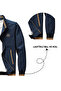 Embroidered Badge Transitional Men's Coat & Jacket Navy Blue - 4