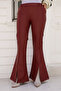 Spanish Style Leather Trousers with Front Slits Tsd240813 Claret Red