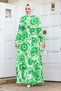 Batik Patterned Skirt Flounce Long Hijab Dress Tsd240209 Green