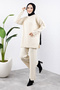 Knitwear Set with Handle End Button Detail Tsd240947 Beige - 3