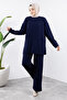Knitwear Set with Handle End Button Detail Tsd240947 Navy Blue - 4