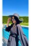 Black Wide Brimmed Natural Straw Hat with Stone Embroidery, Stylish Design, Ideal for Sun Protection Hsr2085 - 8