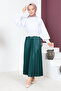 Leather Look Pleated Skirt TSD221001 Emerald Green - 2