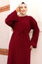 Buy Tie-Up Low Arm Knitwear Long Dress Tsd240708 Red - 2