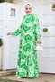 Batik Patterned Skirt Flounce Long Hijab Dress Tsd240209 Green - 4