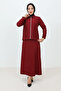 Zippered Pocket Skirt Crepe Suit TSD231205 Claret Red