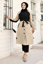 Double Color Trench Coat with Elasticated Sleeves Tsd240812 Beige - 4