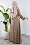 Colorful Floral Viscose Long Hijab Dress Tsd240920 Mink - 5
