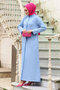 Hidden Buttoned Striped Ferace TSD240222 Baby Blue - 3