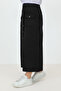 Buttoned Long Denim Skirt with Pockets TSD231202 Black - 3