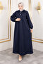 Scuba Long Hijab Dress Tsd250129 Navy Blue - 4