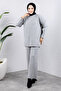 Knitwear Set with Handle End Button Detail Tsd240947 Gray