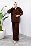Zippered knitwear set tsd240950 bitter brown