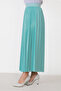 Leather Look Pleated Skirt TSD221001 Turquoise - 3
