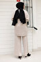 Beige knitted cardigan set with button detail tsd240932 - 4