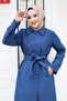 Buttoned sleeve tip epaulette detailed trench coat tsd240901 indigo - 2