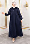 Scuba Long Hijab Dress Tsd250129 Navy Blue - 5