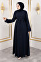 Chain Stone Detailed Abaya Tsd250126 Navy Blue - 4