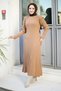Ribbed Crew Neck Knitwear Long Dress Tsd240804 Camel - 4
