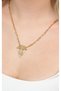 Women's Yellow Color Non-Tarnish Steel Necklace - Geometric Design with Zircon Stones - 3
