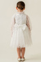 Floral Girls' Evening Dress with Lace Neckline and Shoulder Detail - 4