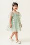 Girl's Evening Dress, Glittery Polka Dot Patterned Tulle Sleeves, Age 2-5 - 5