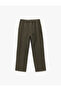 Regular Fit Linen Trousers with Elastic Waist and Pocket Detail - 3