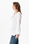 Long Sleeve Floral V-Neck Embroidered Muslin Summer Blouse White Byz - 4