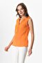 Sleeveless V-Neck Berrin Guipure Detailed Muslin Summer Blouse Orange Trnc - 4